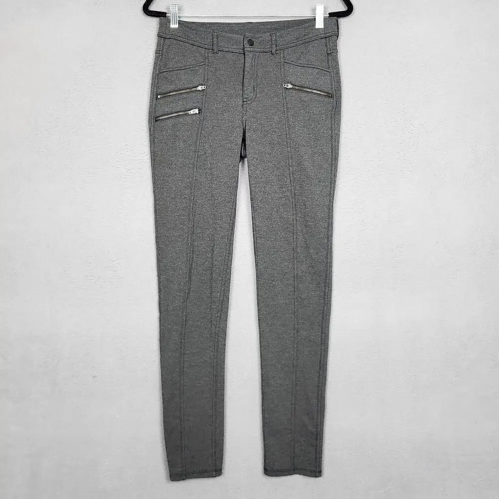Athleta Cargo Pants Womens 6 Gray Zip Pocket Slim Ankle Stretch Moto Fall 16